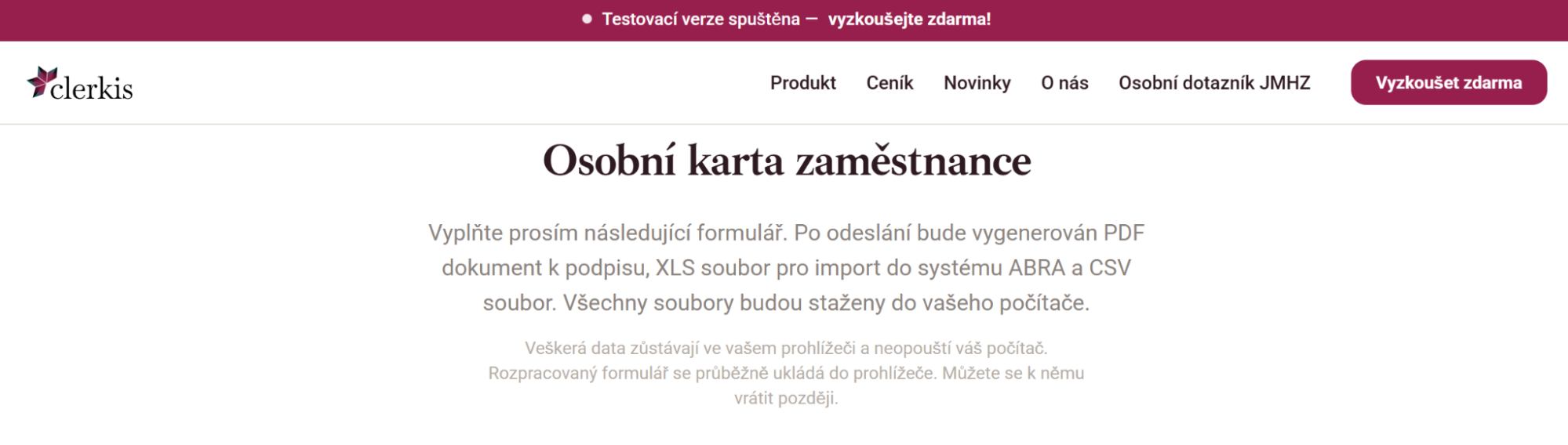 Osobní karta zaměstnance