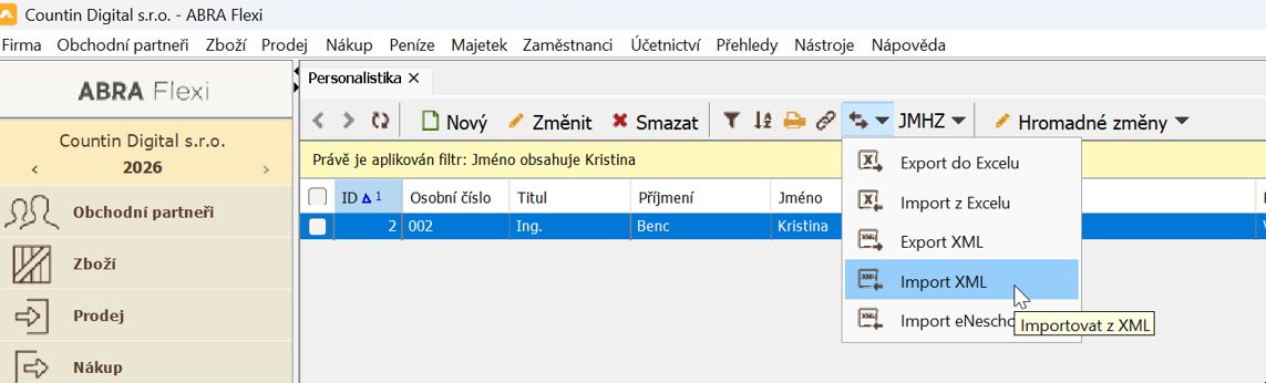 Import XML v Abra Flexi
