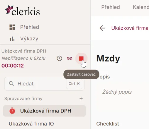 Zastavení časovače v přehledu