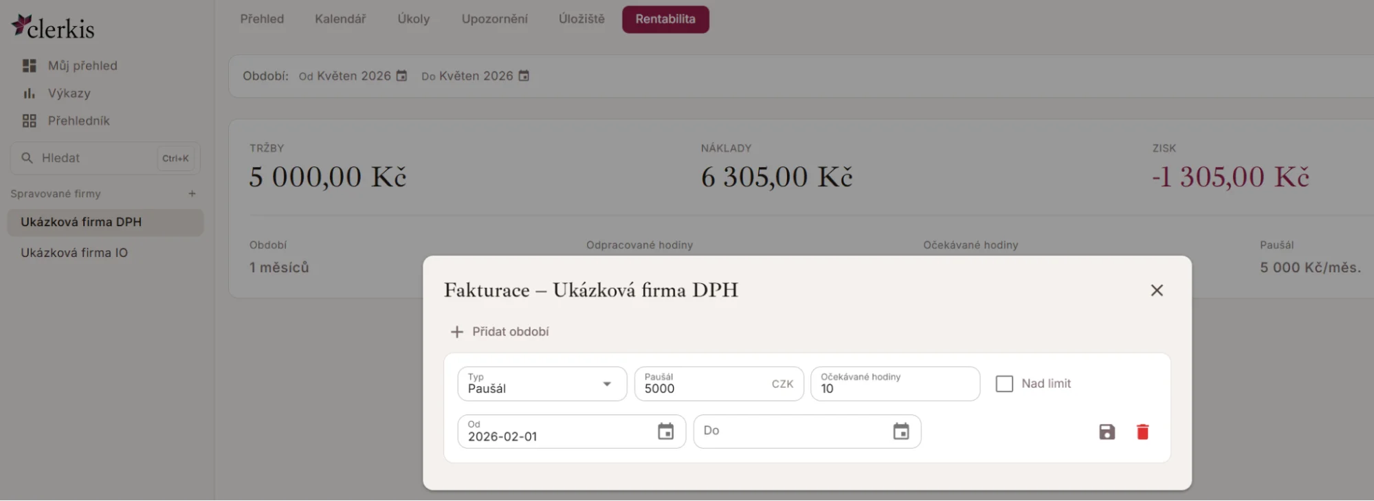 Paušální sazba 5 000 Kč / 10 h